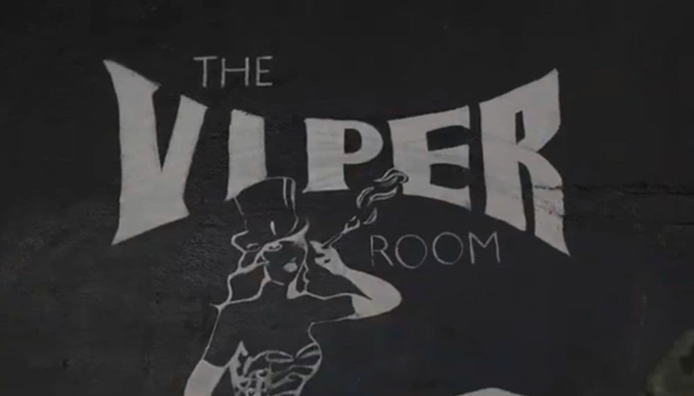 The hand-painted Viper Room sign on the wall of the venue